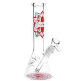 Cheech & Chong Glass Mandala Glow Glass Beaker Water Pipe - 10" / 14mm F - Discreet Smoker